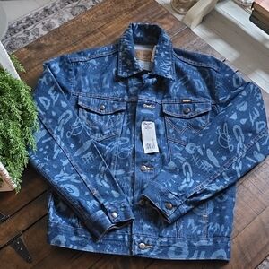 Wrangler Blue Patterned Denim Jacket Men's